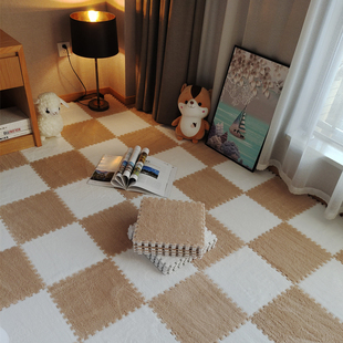 床边地毯家用卧室网红ns风少女拼接地垫冬天保暖房间整铺垫冬季