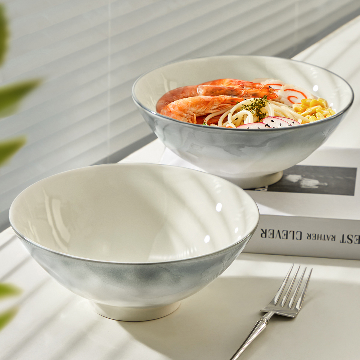 陶瓷面碗家用2025新款釉下彩斗笠拉面碗高级感汤面碗吃面条碗