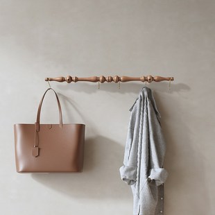 黑胡桃木挂衣架挂墙上壁挂入户门口卧室客厅房间家用收纳打孔