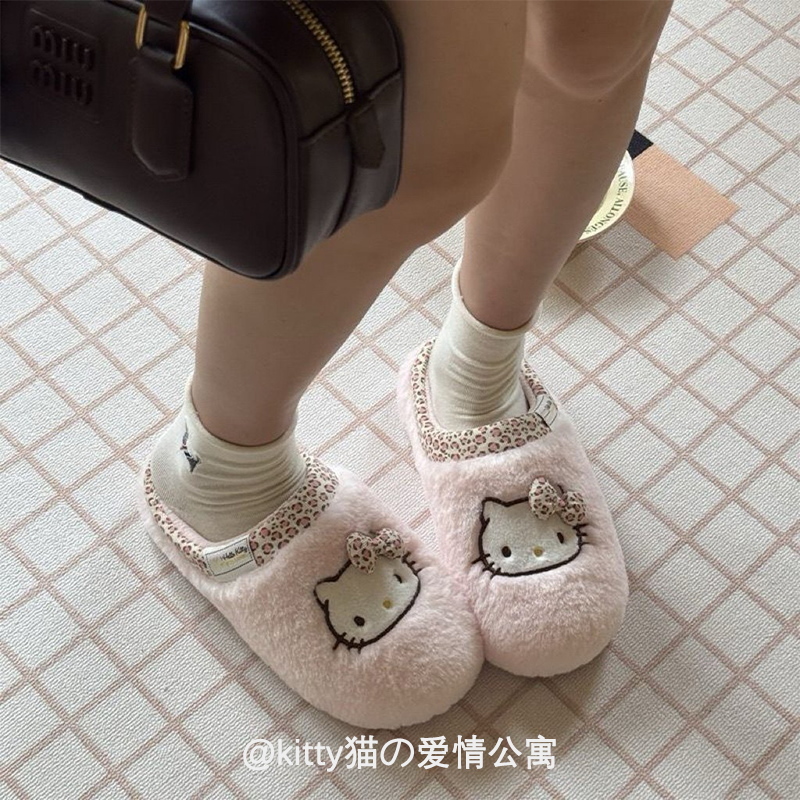 HelloKitty联名棉拖鞋女士冬可爱毛绒拖鞋保暖家居室内毛拖鞋礼物,女鞋,毛毛鞋,淘宝优惠券,粉丝福利购,淘宝优惠卷