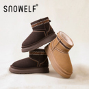 Snowelf加绒雪地靴女款2025新款冬季加厚保暖棉鞋内增高东北棉靴