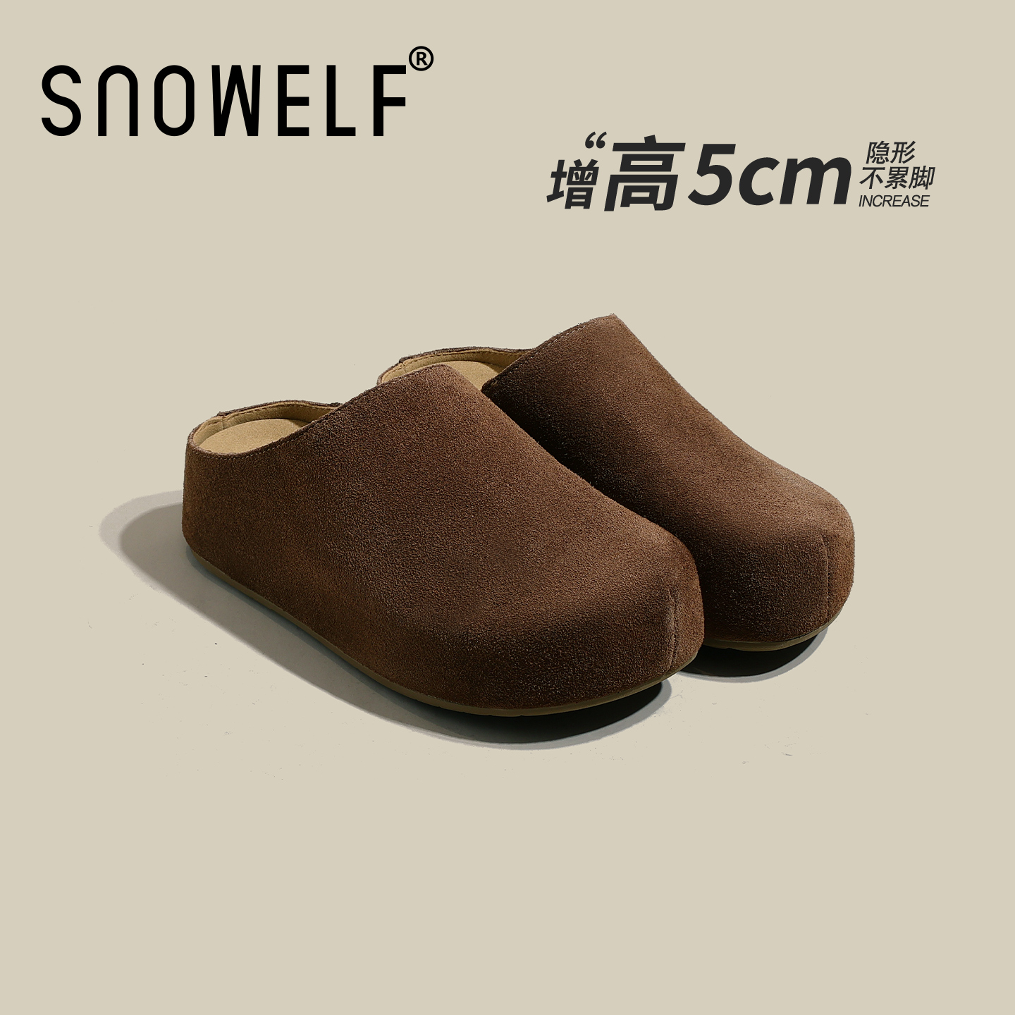 Snowelf~秋冬包头外穿勃肯半拖鞋