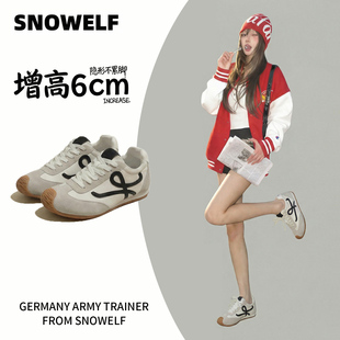 Snowelf复古德训鞋女款春季新款2026超火的鞋子内增高运动休闲鞋