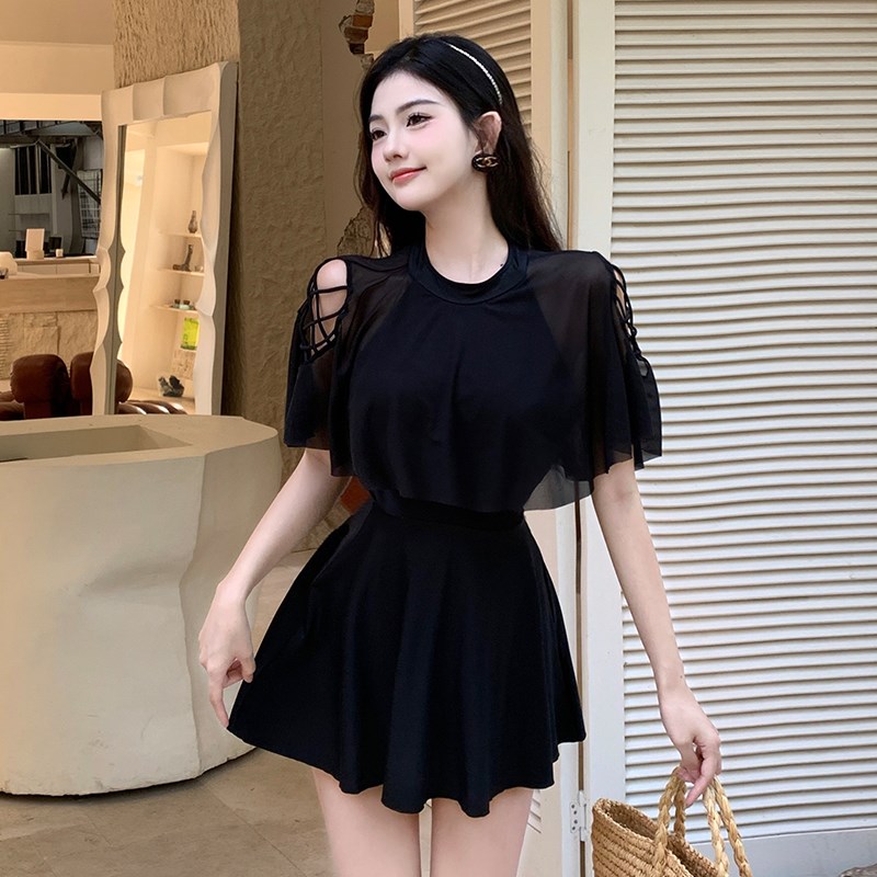 泳衣女连体保守裙式泳装大码遮肚显瘦泡温泉馆2024新款爆款夏