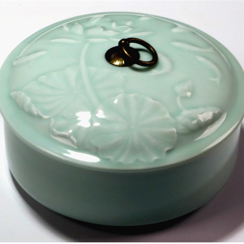 茶洗陶瓷带盖大号青花笔洗茶饼罐放茶杯收纳盘茶道配件防尘杯洗碗