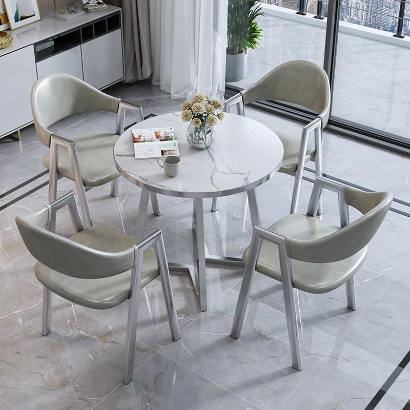 意式极简洽谈桌椅组合家用小户型餐厅桌椅休闲接待办公会议小圆桌