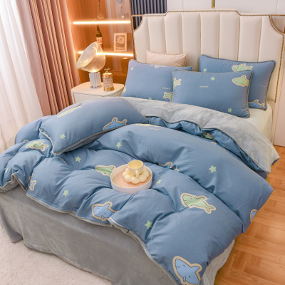 定制秋冬单面加绒法兰绒被套珊瑚绒单件单人5x7ab面全棉被罩