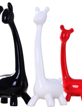 现代陶瓷家居装饰品 客厅电视柜摆件婚庆礼品 陶瓷工艺品三口鹿