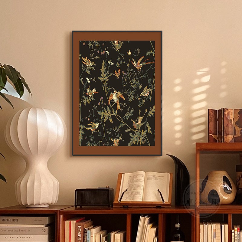 美式复古植物花卉卧室装饰画法式中古风摆画艺术客厅挂画餐厅壁画图片
