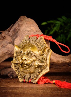 狮咬剑挂件铜兽头睚眦玄关中式大门装饰摆件
