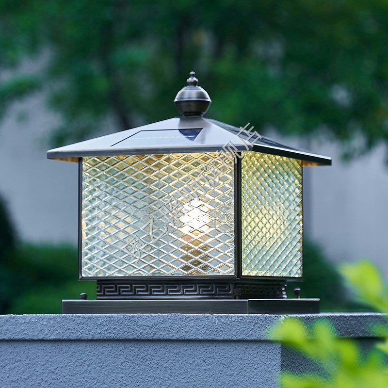 太阳能柱头灯户外防水庭院灯别墅大门灯门柱灯中式围墙柱子灯