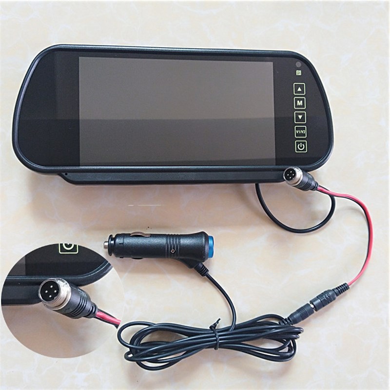 吸盘7寸航空头插点烟器倒车后视镜显示屏V大小货车挂车倒车影像