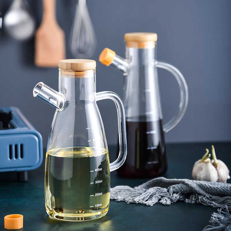玻璃油壶油罐厨房用品防漏油壶装油瓶家用麻油酱醋调料瓶带密封塞