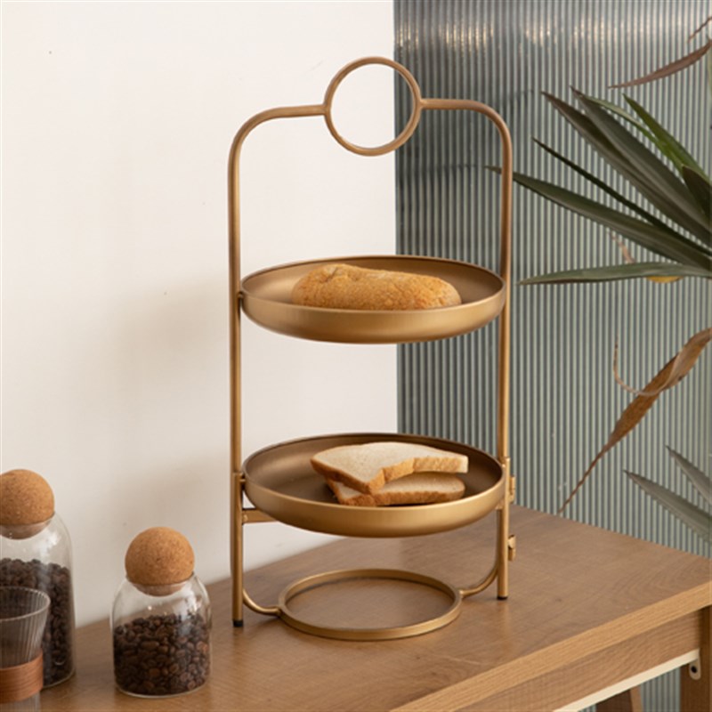 复古轻奢金属水果盘客厅家用蛋糕盘点心盘铁艺托盘大号多层糖果盘