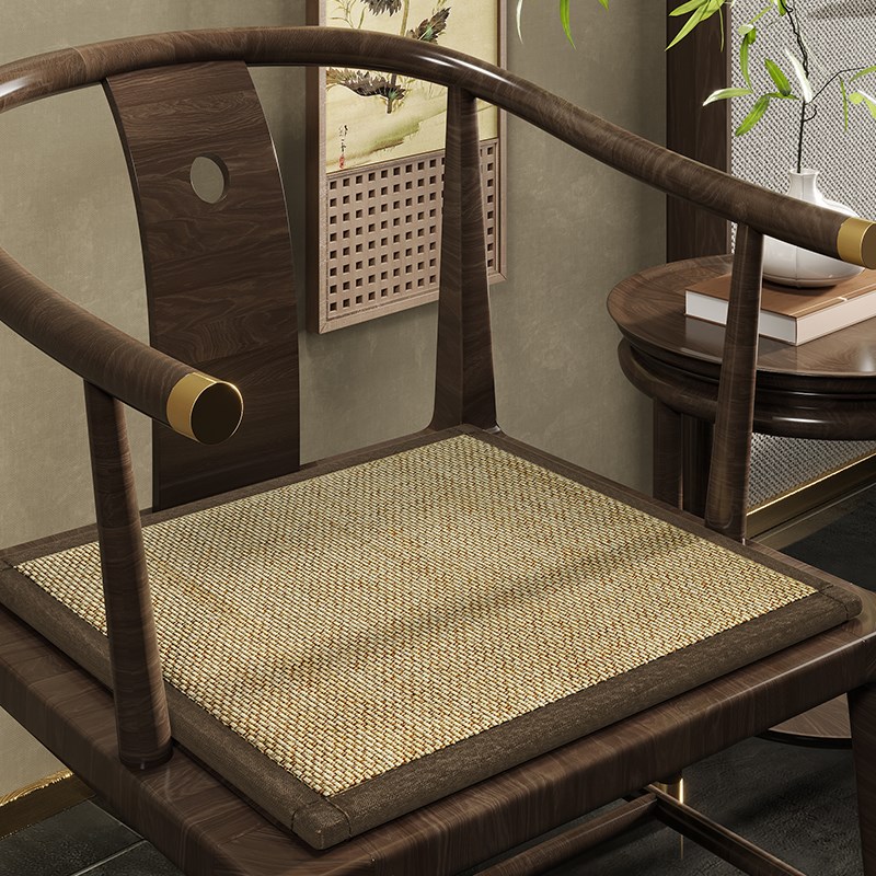 办公室新中式红木椅子凉席坐垫竹编垫子老板椅凉垫座垫夏季椅子垫