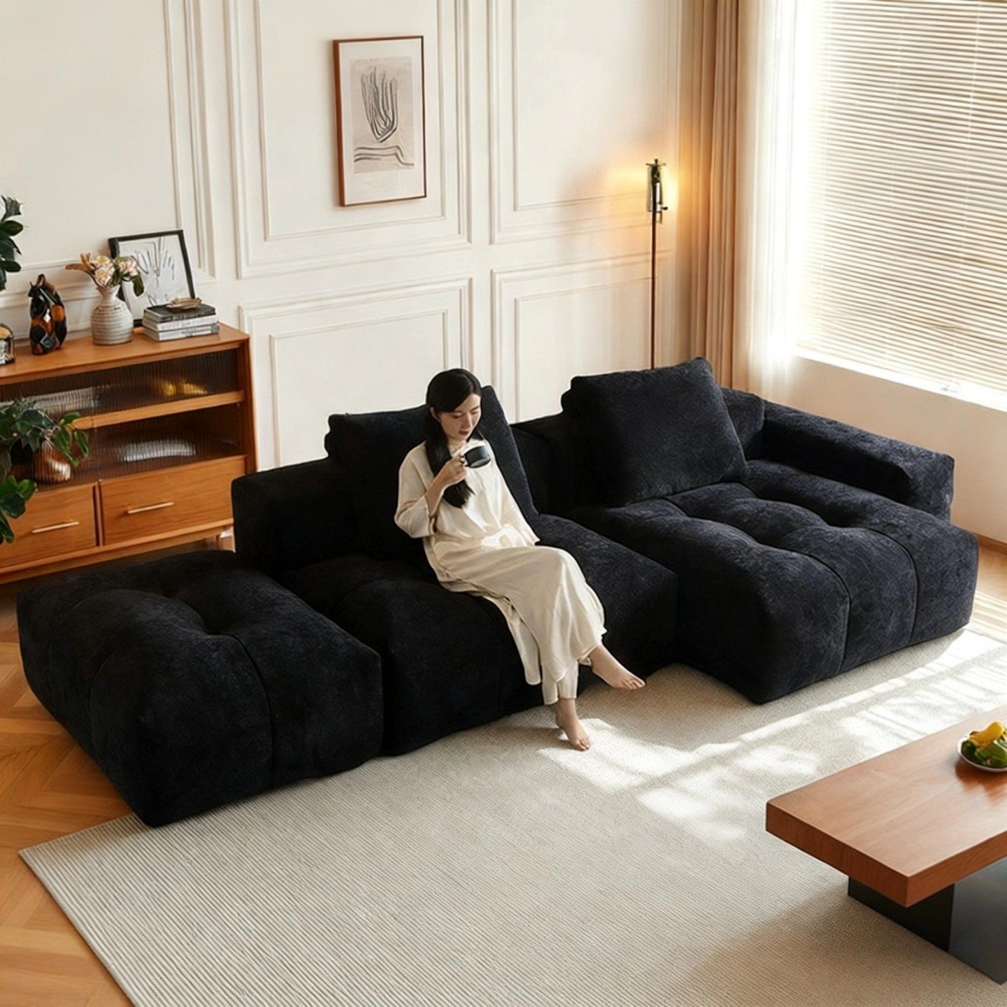 雪尼尔复古像素沙发客厅沙发简约单扶手贵妃组合雪尼尔布艺沙发新,住宅家具,布艺沙发,淘宝优惠券,粉丝福利购,淘宝优惠卷