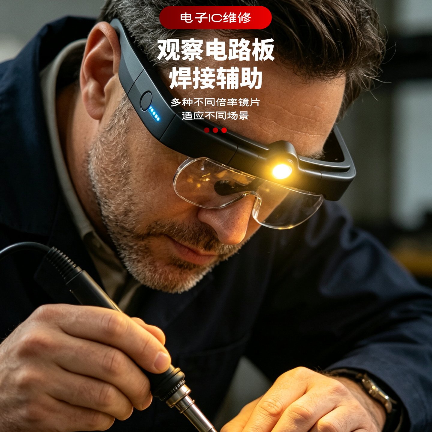 5倍头戴放大镜高清光学镜片带灯图片