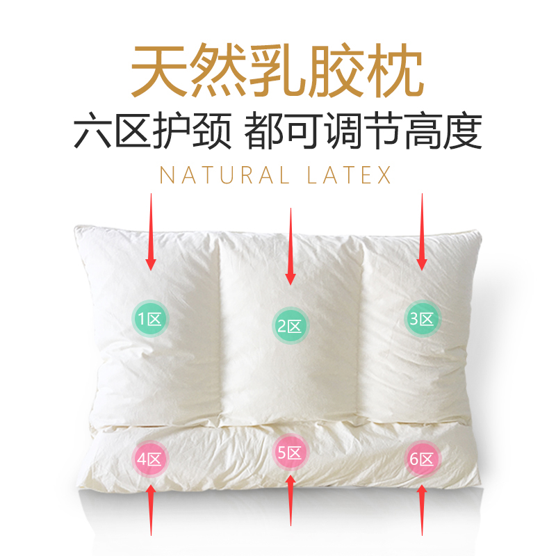 马来西亚天然乳胶碎乳胶填充乳胶枕头六区护颈调节星级酒店枕