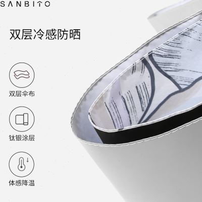 圣比托双层钛银防晒太阳伞防紫外线女折叠晴雨两用黑胶遮阳伞