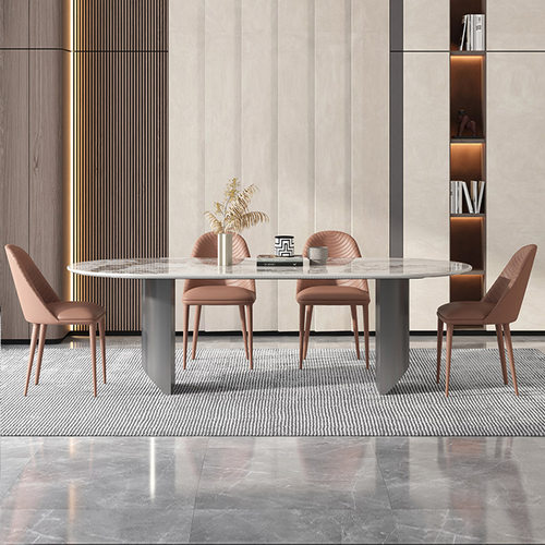 超微晶石餐桌现代简约轻奢高端网红长方形岩板饭桌椅组合小户型