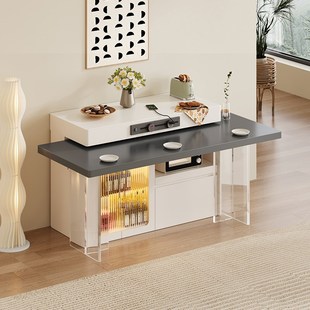 悬浮岛台餐桌一体可分离式家用客厅小户型吧台餐桌厨房岩板中岛台