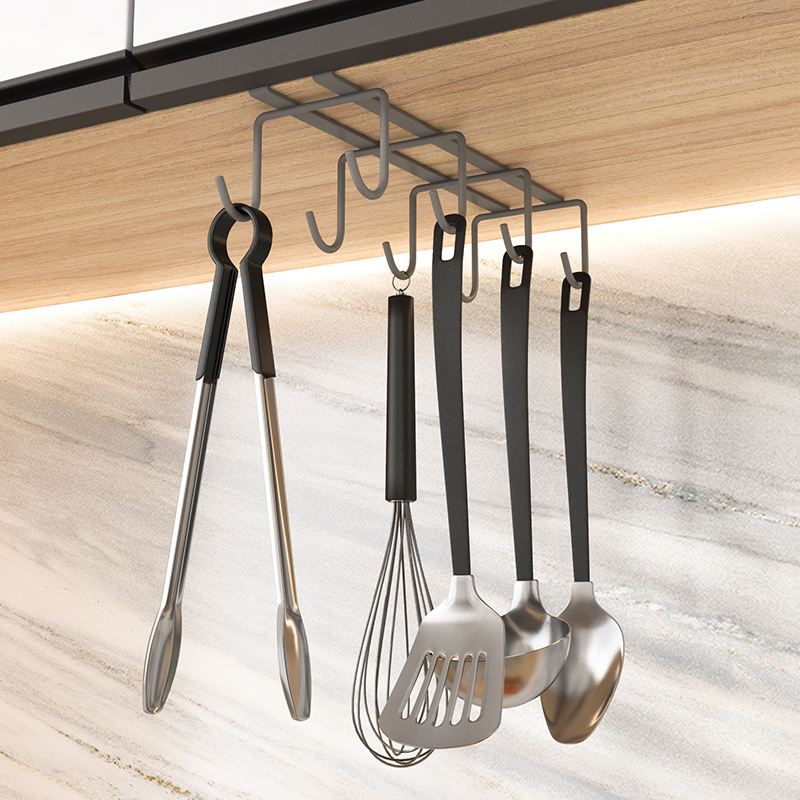 厨房架厨卫挂件厨具用品免钉悬挂杯架厨房勺子铲子挂架