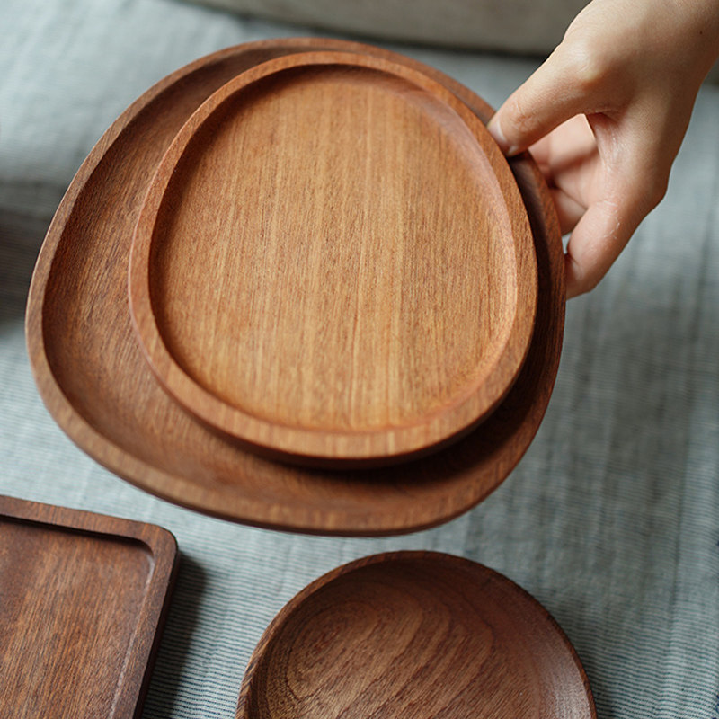 早上好商店日式托盘乌檀木实木碟果盘杯托收纳盘,餐饮具,餐用托盘,淘宝优惠券,粉丝福利购,淘宝优惠卷