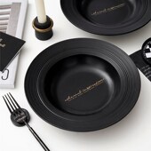 syo简约浮雕早餐汤盘沙拉碗陶瓷盘甜品西餐盘圆形意面盘