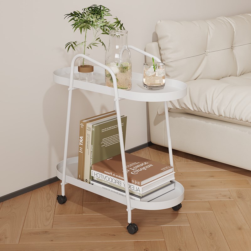 边几室内家居客厅多功能小推车奶油风简约可移动茶几沙发边