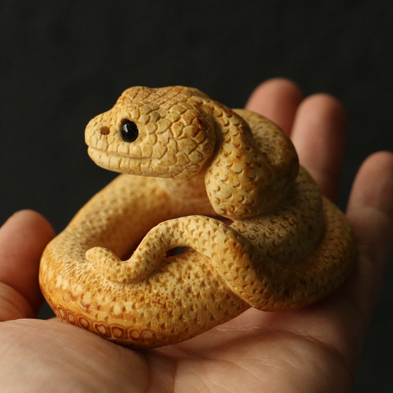 纯手工竹根雕满钉盘蛇造型手把件竹雕竹制把玩小蛇摆件送礼