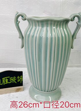 新款高端手工大号创意陶瓷花瓶复古陶罐白釉【损坏包赔】饰品摆件