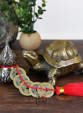铜龟摆件铜乌龟龟 鎮宅装饰金钱手把玩件 客厅家居摆饰