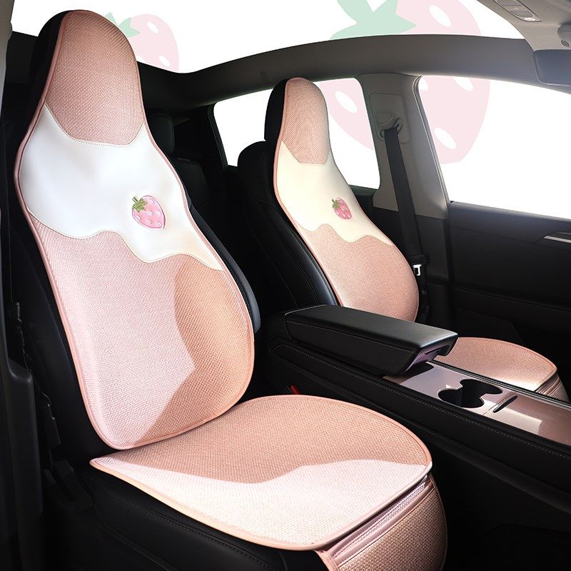 小清新网红汽车坐垫草莓棉麻座椅套个性带头套防滑夏天透气座垫,汽车用品/电子/清洗/改装,专车专用座套/座垫,淘宝优惠券,粉丝福利购,淘宝优惠卷