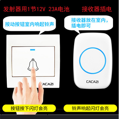 无线遥控门铃 无线门铃86型大面板 家用1拖2拖1 3免电线呼叫器H10