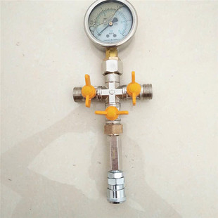 测漏水专用水气两用打压表四通打压表5个压力四通压力表