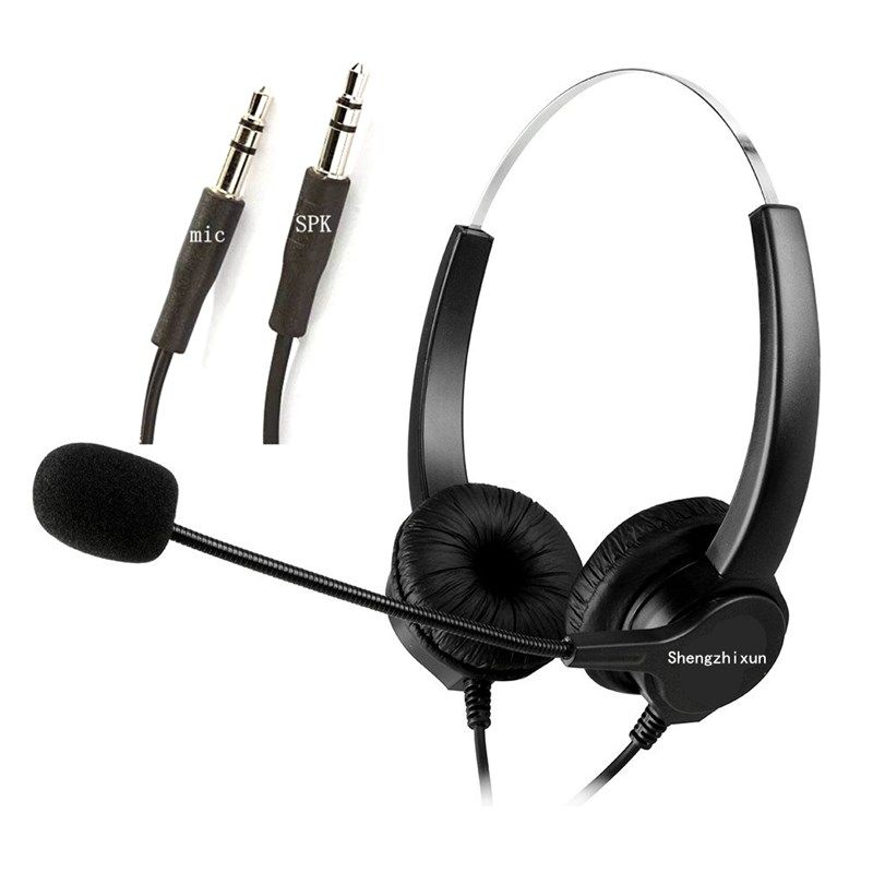 双耳头戴式抗噪音座机电话机呼叫中心耳麦PC电脑插头电销客服耳机
