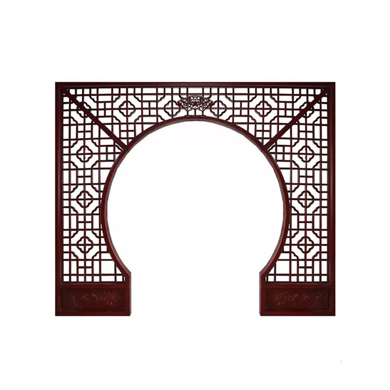 定制新中式客厅月洞门实木拱形月亮门洞中医馆博古架屏风隔断装饰