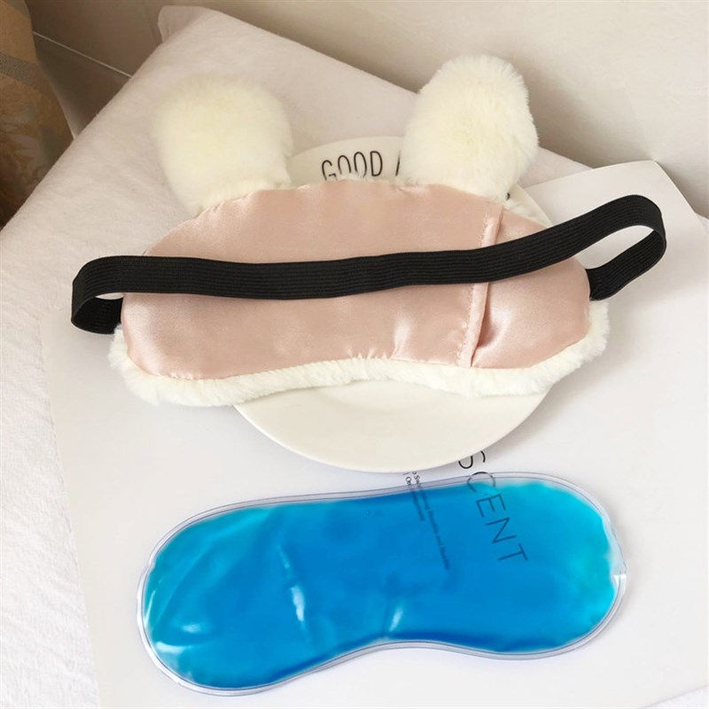 毛绒绒眼罩女韩版睡眠遮光可爱少女卡通小兔子睡觉袋毛茸茸粉色萌