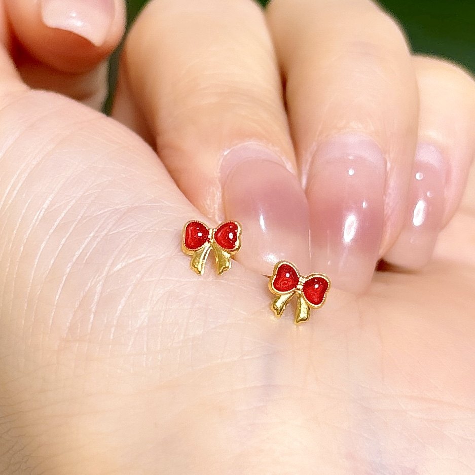 18K金耳饰 红宝蝴蝶结耳钉,珠宝/钻石/翡翠,耳饰,淘宝优惠券,粉丝福利购,淘宝优惠卷