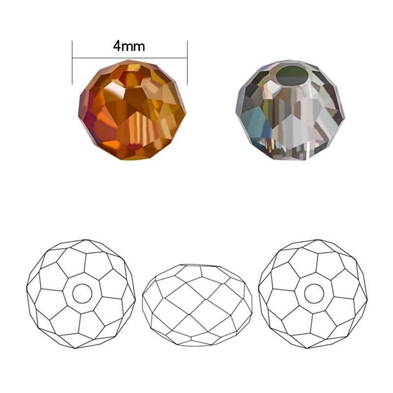 1000Pcs/Box 4mm Crystal Rondelle Faceted Glass Round Loose S