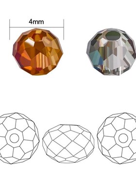 1000Pcs/Box 4mm Crystal Rondelle Faceted Glass Round Loose S