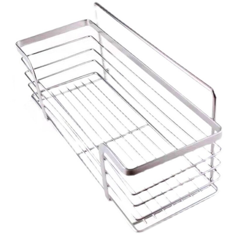 不锈钢厨房调味料浴室洗漱收纳置物架镂空沥水免打孔线蓝挂架