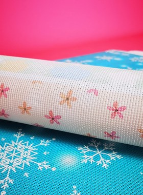 十字绣绣布印花印图案底布绚彩布炫彩布珍珠亮丝11CT 14CT彩丝布