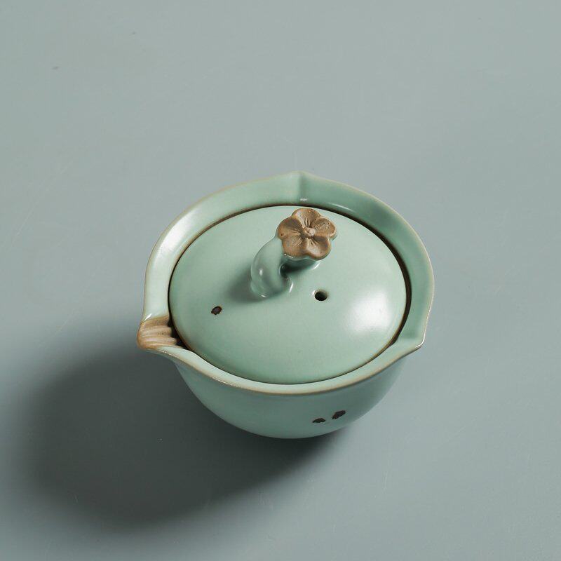 青溪铁锈斑点盖碗茶壶天青功片开瓷茶具泡茶壶手抓壶陶夫小号