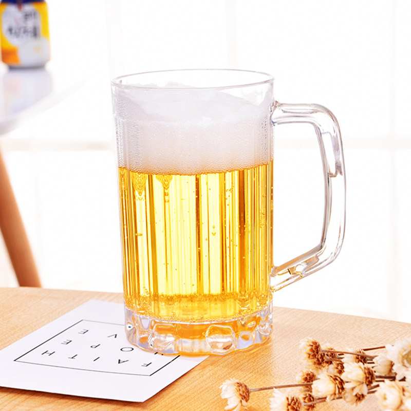 6个装 酒克力透明啤亚杯 塑料加厚菠萝杯把带扎啤杯饮料