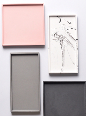 小西家 风ns长方形水泥托盘香薰托盘首饰盘装饰盘摆盘收纳盘