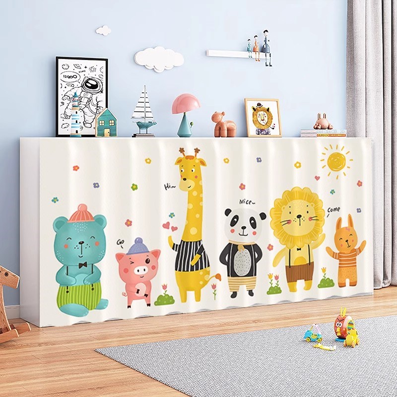 幼儿园无门柜子遮挡帘架防尘拉帘自粘式滑轨布帘子