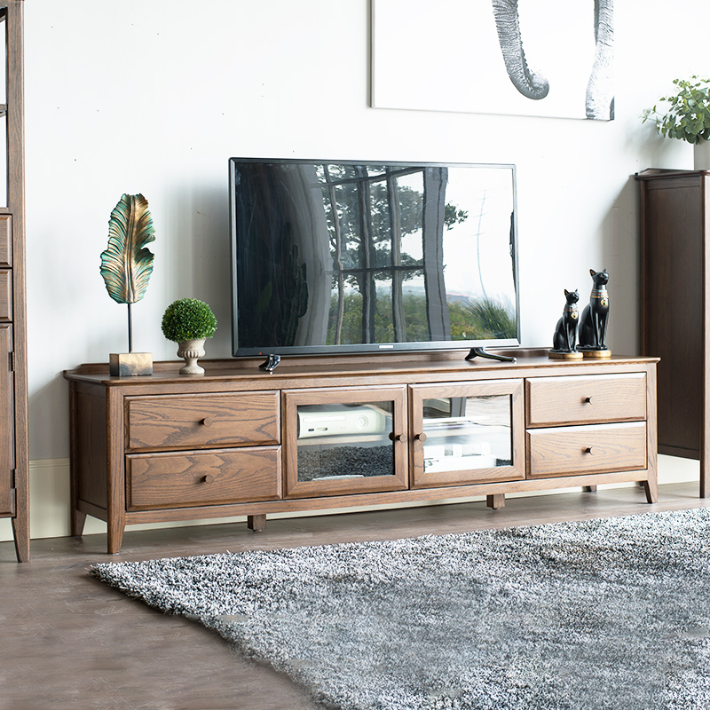 治木工坊全实木电视柜.米米 橡木电视柜地柜胡桃色客厅柜