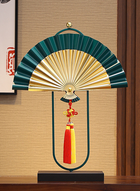 新中式摆件客厅桌面玄关电视柜家居装饰品创意扇子乔迁新居之礼品