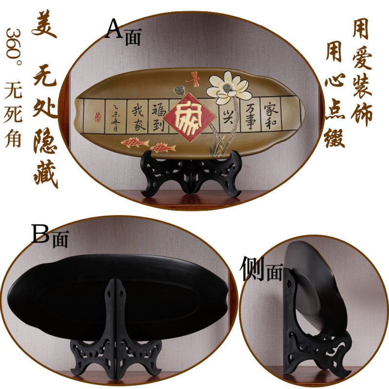 新中式复古风陶瓷盘子摆饰家庭厅客入户进门博古架玄关隔断装件品